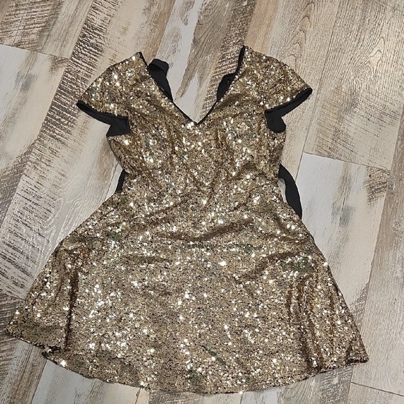 Lulu's Gold Sequin Cocktail Mini Dress - Picture 9 of 10